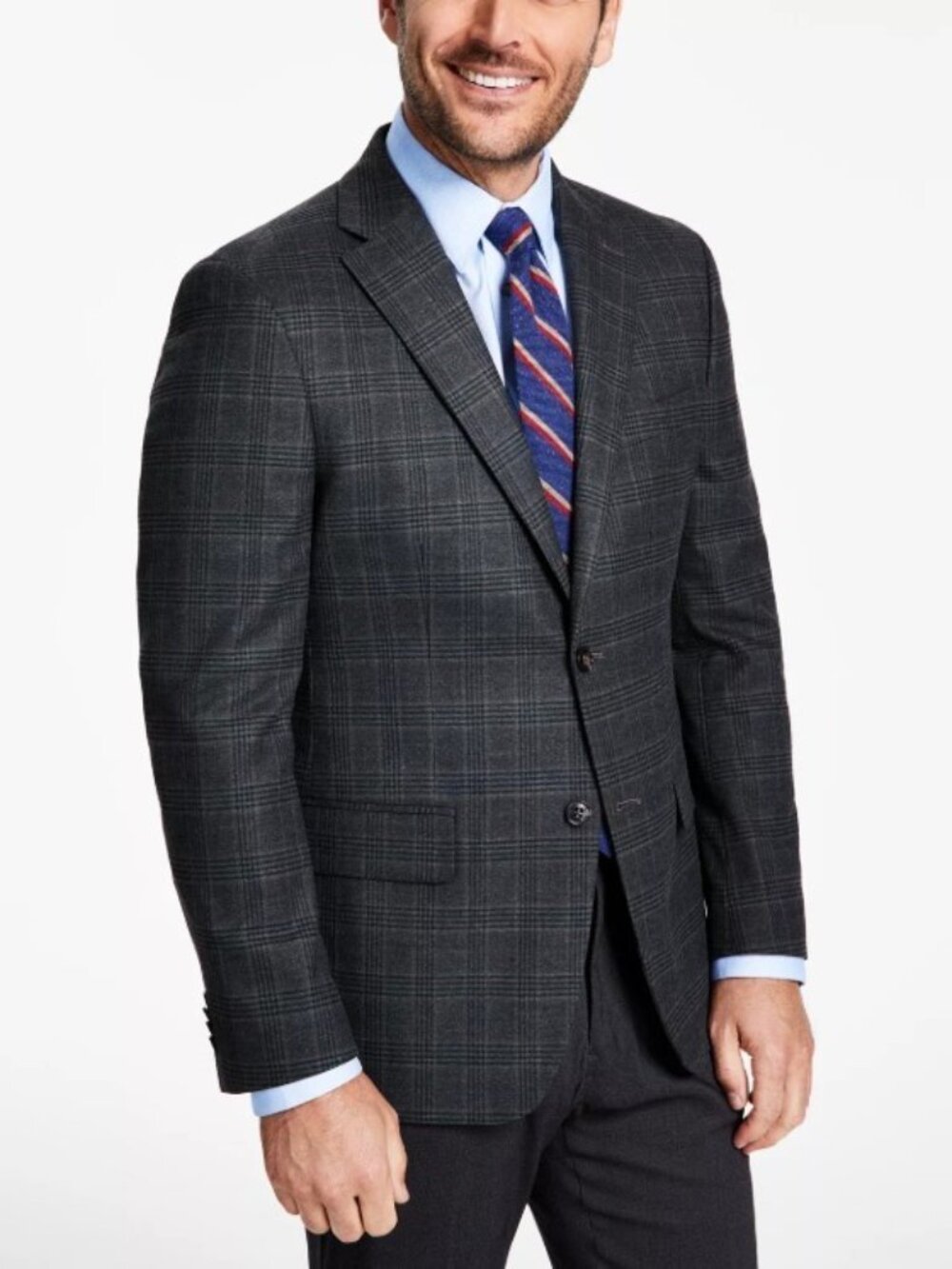 Tommy Hilfiger Men's Modern-Fit Plaid Sport Coat Olive Brown Size 36R